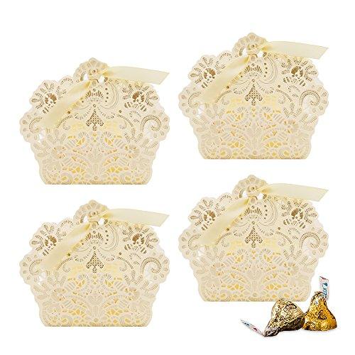 100pcs Wedding Party Favor Boxes,Lace Candy Boxes Laser Cut Boxes Cajitas Para Dulces for Wedding Bridal Shower Baby Shower Birthday Party(Gold) - Lasercutwraps Shop