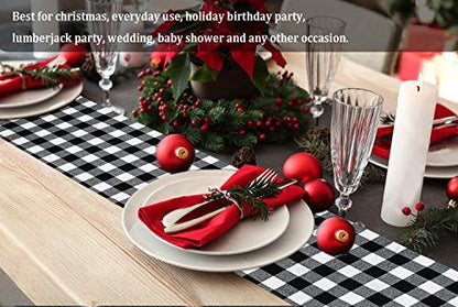 Buffalo Plaid Table Runner, Reversible Burlap & Cotton Table Runner for Christmas Holiday Birthday Party Home Decoration - Lasercutwraps Shop