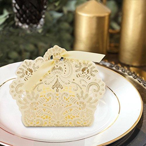 100pcs Wedding Party Favor Boxes,Lace Candy Boxes Laser Cut Boxes Cajitas Para Dulces for Wedding Bridal Shower Baby Shower Birthday Party(Gold) - Lasercutwraps Shop