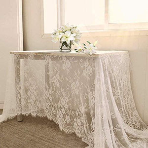 Lace Tablecloth White Wedding Tablecloths 60x120 Inch Vintage Rustic Farmhouse Table Fabric for Romantic Wedding Table Decorations - Lasercutwraps Shop