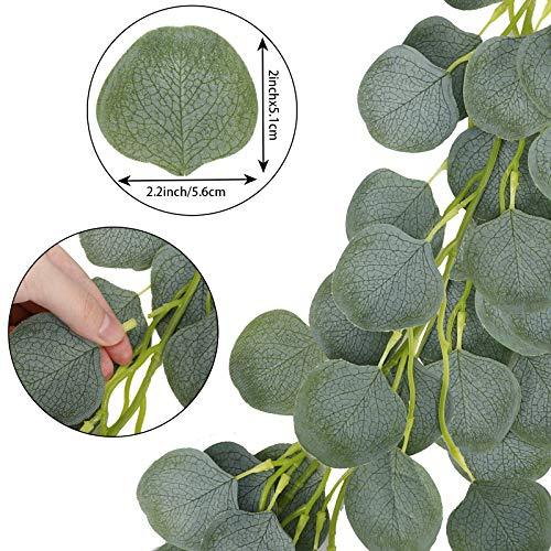 5 Pack Artificial Eucalyptus Garland Greenery Eucalyptus Vines Faux Silver Dollar Eucalyptus Strands for Wedding Party Garden Decoration - Lasercutwraps Shop