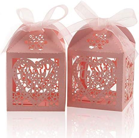 100pcs Thank You Gift Boxes Wedding Party Favor Boxes Lace Candy Boxes for Wedding Bridal Shower Baby Shower Birthday Party Decorations with Ribbons - Lasercutwraps Shop
