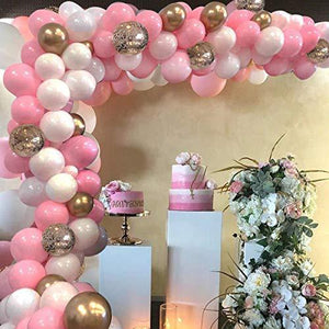 124 Pieces White Pink and Gold Confetti Latex Balloons for Baby Shower Wedding Birthday - Lasercutwraps Shop