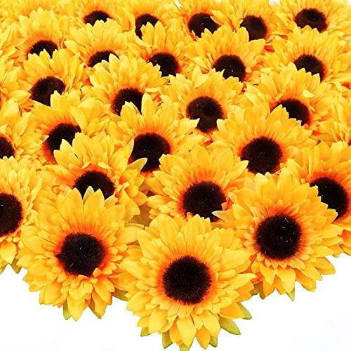 32pcs 3.5" Fake Sunflowers, Artificial Sunflower Heads, Faux Silk Sunflower Decoration for Craft Home Party Wedding Decor - Lasercutwraps Shop