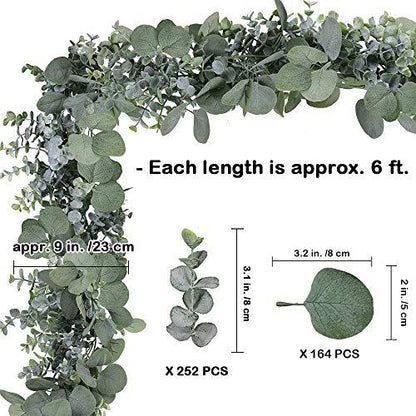 6inch Artificial Faux Eucalyptus Leaves Greenery Garland Wedding Arch Swag Backdrop - Lasercutwraps Shop