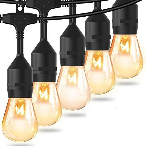 S14 Outdoor String Lights 50ft Commercial Grade Strand with 15 Edison Vintage Waterproof Bulbs - Lasercutwraps Shop