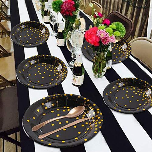Black and Gold Party Supplies Golden Dot Disposable Tableware Serves 20 Guests - Lasercutwraps Shop