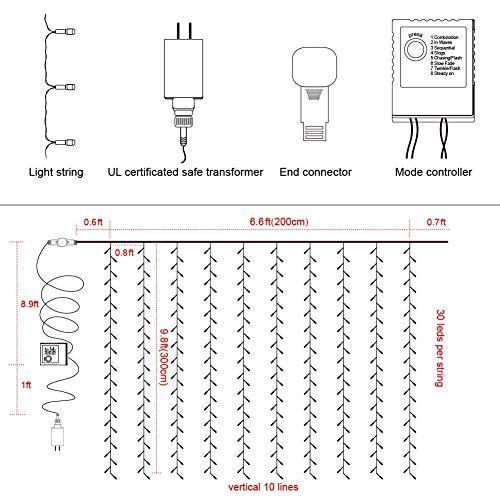 300 LED Window Curtain String Light Wedding Party Home Garden Outdoor Wall Decorations - Lasercutwraps Shop