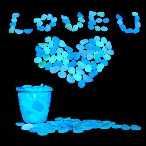 Glow in The Dark Garden Pebbles Stones Rocks for Yard and Walkways Decor, DIY Decorative Luminous Stones in Blue (100 PCS) - Lasercutwraps Shop