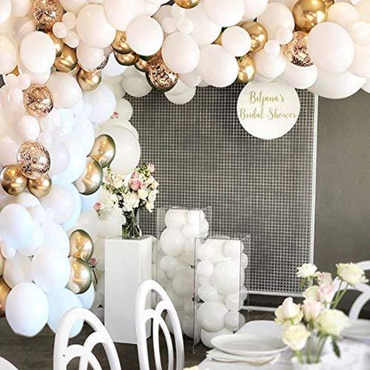 124Pcs White Gold Latex Balloon Arch Garland for Baby Shower Wedding Birthday - Lasercutwraps Shop