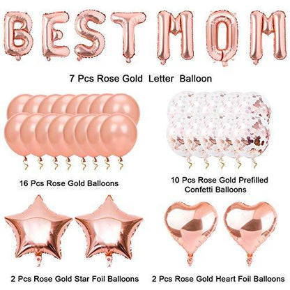 39PCS Rose Gold Mothers Day Balloons Set 16 Inch Letter Balloon Banner for Mothers Day Party Decorations - Lasercutwraps Shop