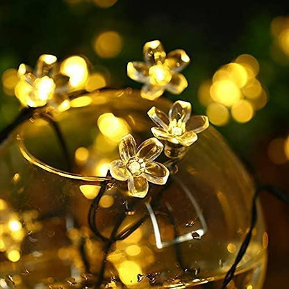 Solar Flower String Lights Outdoor Waterproof 50 LED Fairy Light Christmas Wedding Decorations - Lasercutwraps Shop