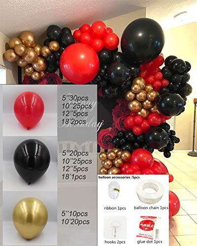 Red Black Metallic Gold DIY Balloon Arch Garland Kit-Party Supplies Metallic Gold, Red, Black Balloons for Baby&Bridal Shower, Birthday Party, Wedding, Grad, Anniversary Party - Lasercutwraps Shop