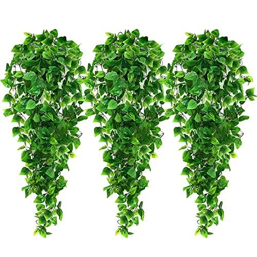 3pcs Artificial Hanging Plants, 3.6ft Fake Hanging Plant, Fake Ivy Vine for Wall House Room Indoor Outdoor Decoration (No Baskets) - Lasercutwraps Shop