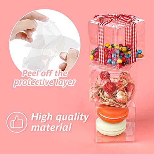 Clear Favor Boxes,100pcs Plastic Gift Boxes Transparent Cube Boxes PET Boxes for Wedding,Party,Baby Shower,Bridal Shower - Lasercutwraps Shop