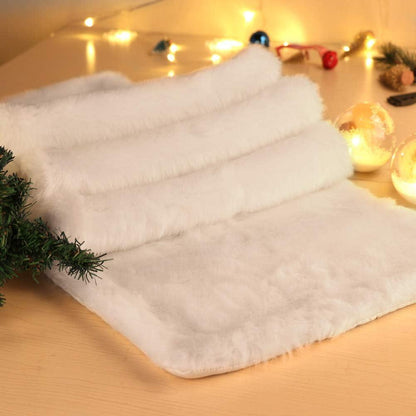 Faux Fur Christmas Table Runner, Winter Snowy White Table Runner for White Christmas Holiday Table Decoration 72 x 15 Inch - Lasercutwraps Shop