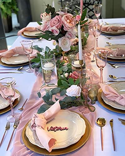 10ft Dusty Rose Chiffon Table Runner 2 Pieces 28x120 Inches Sheer Chiffon Fabric Table Cloth Rustic Wedding Reception Table Decorations - Lasercutwraps Shop