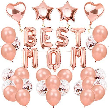 39PCS Rose Gold Mothers Day Balloons Set 16 Inch Letter Balloon Banner for Mothers Day Party Decorations - Lasercutwraps Shop