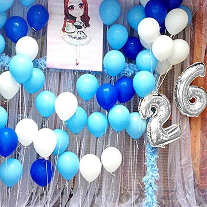 62pcs Blue Silver White Confetti Balloons Kit for Boy Birthday Baby Shower Graduation - Lasercutwraps Shop