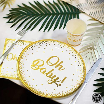 Gold Baby Shower Tableware Set for Boy or Girl Party Decorations - Lasercutwraps Shop