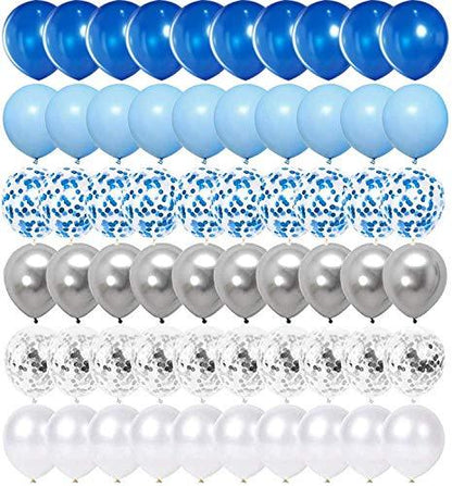 62pcs Blue Silver White Confetti Balloons Kit for Boy Birthday Baby Shower Graduation - Lasercutwraps Shop