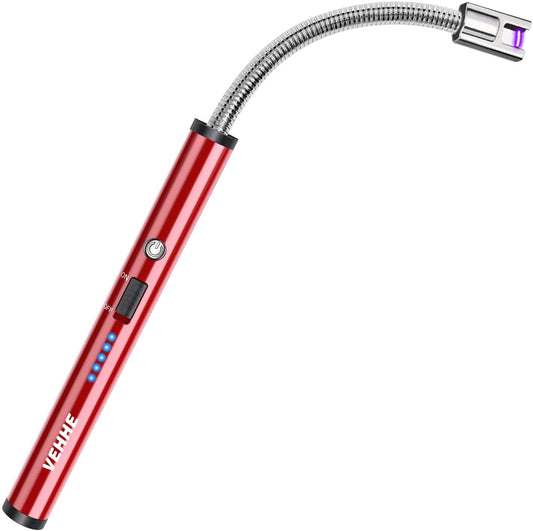 Candle Lighter, Electric Rechargeable Arc Lighter with LED Battery Display Long Flexible Neck USB Lighter for Light Candles Gas Stoves - Lasercutwraps Shop