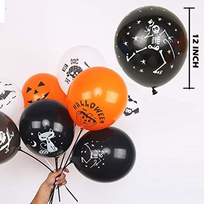 50 Pieces Halloween Latex Balloons, 12 Inch Pumpkin Bat Ghost Skull Specter Spider Web Balloons for Halloween Party Decorations - Lasercutwraps Shop