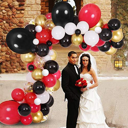 125pcs Black White Red Balloon Garland Kit for Casino Card Night Party Decorations - Lasercutwraps Shop