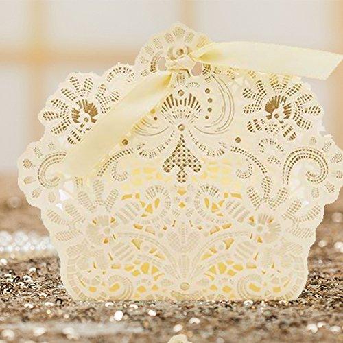 100pcs Wedding Party Favor Boxes,Lace Candy Boxes Laser Cut Boxes Cajitas Para Dulces for Wedding Bridal Shower Baby Shower Birthday Party(Gold) - Lasercutwraps Shop