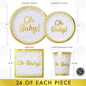 Gold Baby Shower Tableware Set for Boy or Girl Party Decorations - Lasercutwraps Shop