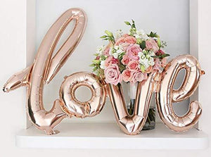 Large Rose Gold Love Foil Balloons Banner,42 Inch Mylar Foil Letters Balloons Reusable Ecofriendly Material for Wedding Bridal Shower Anniversary Engagement Party Decorations Supplies - Lasercutwraps Shop