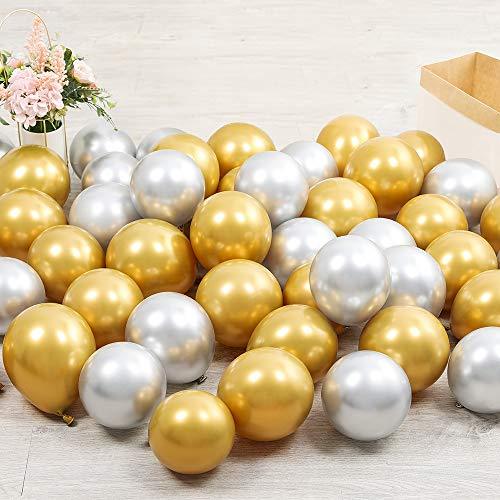 100pcs 5inch Tiny Gold Silver Chrome Metallic Latex Balloons for Birthday Party Bridal Baby Shower Engagement Wedding Party Decorations (Gold Silver) - Lasercutwraps Shop