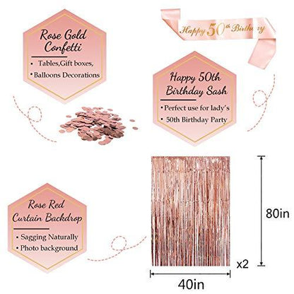 50th Birthday Decorations for Women, Happy Birthday Banner for Birthday Party Backdrop - Lasercutwraps Shop