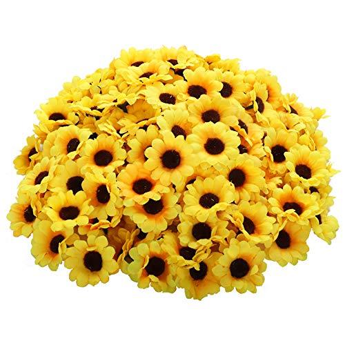 200pcs Artificial Yellow Sunflower Heads 1.8 Inches Silk Fabric Fake Sunflower Heads for Wedding Decoration Bridal Bouquet DIY Handicrafts - Lasercutwraps Shop