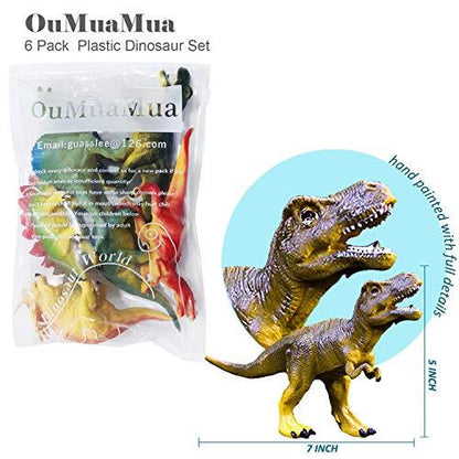 Realistic Dinosaur Figure Toys, 6 Pack 7" Large Size Plastic Dinosaur Set for Kids Birthday - Lasercutwraps Shop