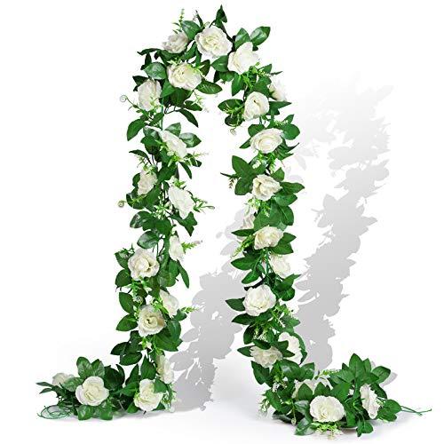 2pcs 15.7ft Flower Garland Fake Flower Rose Vine Wall Hanging for Wedding Arch - Lasercutwraps Shop