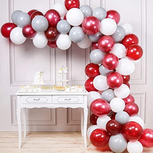 70pcs Burgundy Gray White Balloon Kit for Baby Shower Decorations - Lasercutwraps Shop