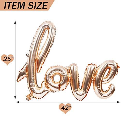 Large Rose Gold Love Foil Balloons Banner,42 Inch Mylar Foil Letters Balloons Reusable Ecofriendly Material for Wedding Bridal Shower Anniversary Engagement Party Decorations Supplies - Lasercutwraps Shop