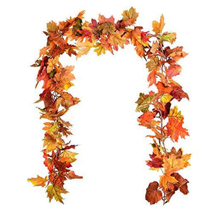 2 Pack Fall Garland Maple Leaf, 5.9Ft/Piece Hanging Vine Garland Artificial Autumn Foliage Garland Thanksgiving Decor for Home Wedding Fireplace Party Christmas - Lasercutwraps Shop