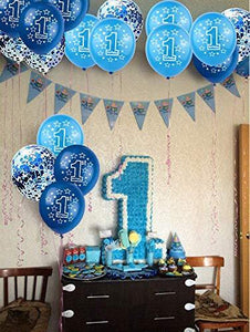 1st Boy Happy Birthday Confetti Balloons,First Birthday Decorations 12 Inch Large Navy Blue Latex Helium Balloons Perfect for Baby one birthday Party Supplies(Pack of 15) - Lasercutwraps Shop