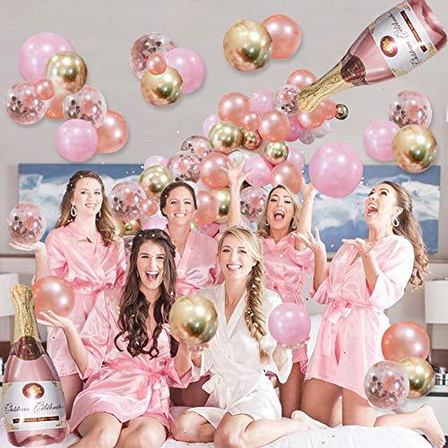 Rose Gold Champagne Bottle Balloon Garland Arch Kit, Rose Gold Happy Birthday Banner Balloons for Birthday Party Decorations - Lasercutwraps Shop