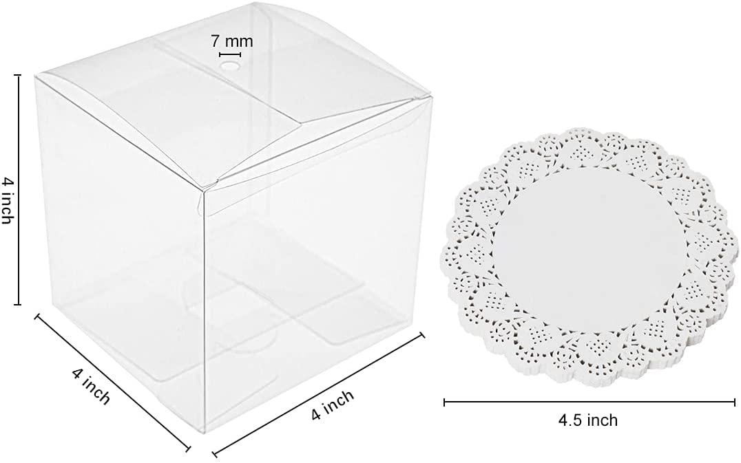 4x4x4 Inches Clear Apple Boxes with Hole and Paper doilies 30 PCS Transparent Candy Apple Favor Boxes - Lasercutwraps Shop