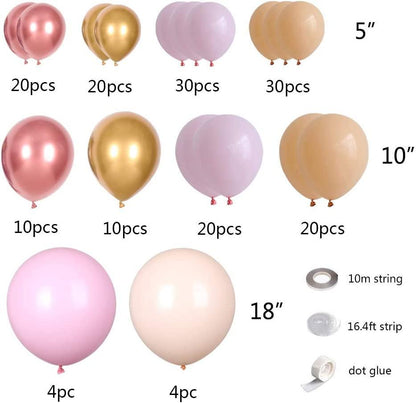 171pcs Rose Gold DIY Balloons Garland with Various Sizes Pink Blush White Balloons - Lasercutwraps Shop