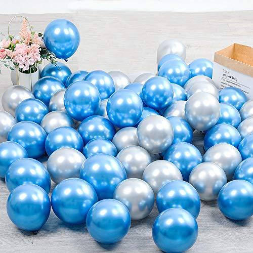 100pcs 5inch Tiny Blue Silver Chrome Metallic Latex Balloons for Birthday Party Bridal Baby Shower Engagement Wedding Party Decorations (Blue Silver) - Lasercutwraps Shop