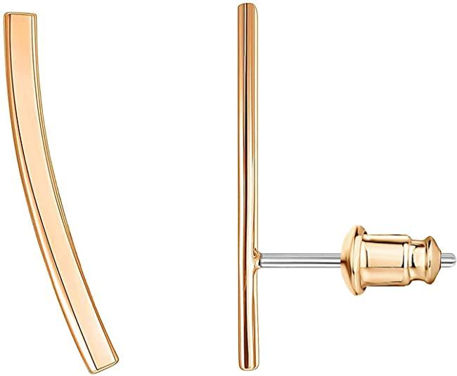 14K Yellow Gold Plated Sterling Silver Post Crawler Earrings Cuff Studs - Lasercutwraps Shop