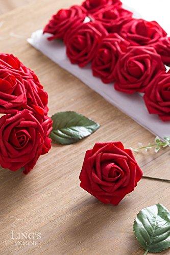 Artificial Flowers 25 Pcs Fake Red Roses Foam Roses with Stems for DIY Wedding Bouquets Party Home Decor Valentines Day - Lasercutwraps Shop