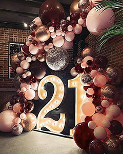 126pcs Burgundy Maroon Pink and Gold Balloons for Baby Shower Decorations - Lasercutwraps Shop