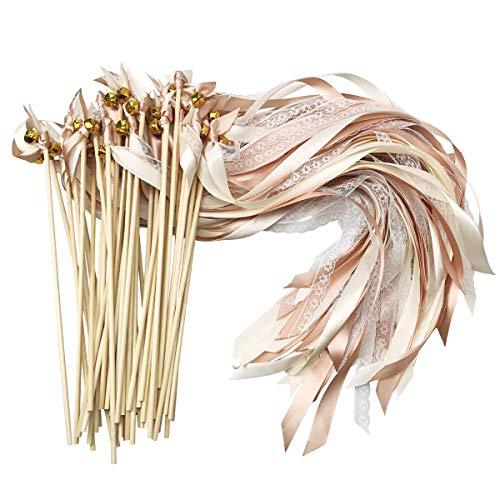 100 Pack Ribbon Wands Wedding Streamers with Bells - Lasercutwraps Shop