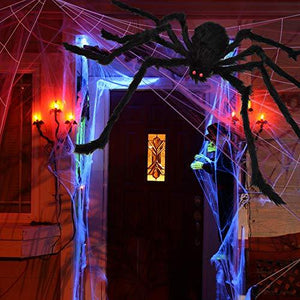 200" Halloween Spider Web + 20" Giant Spider Decorations Fake Spider with Triangular Huge Spider Web - Lasercutwraps Shop