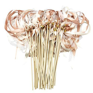 100 Pack Ribbon Wands Wedding Streamers with Bells - Lasercutwraps Shop